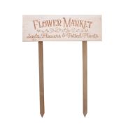  D & D Vintage bzs alapon gravrozott Flower Market feliratos leszrhat fa tbla